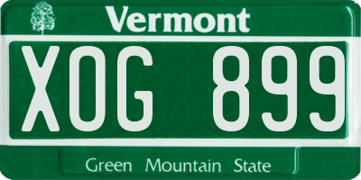 VT license plate XOG899