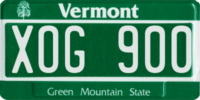 VT license plate XOG900