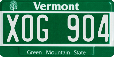 VT license plate XOG904
