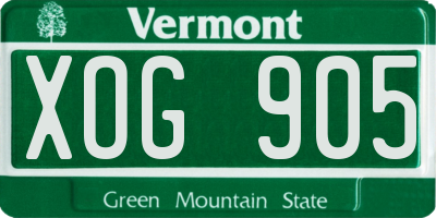 VT license plate XOG905