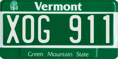 VT license plate XOG911