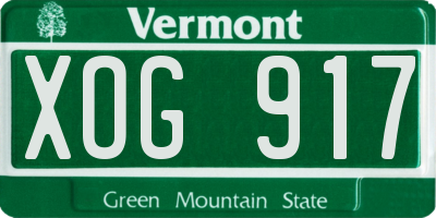 VT license plate XOG917