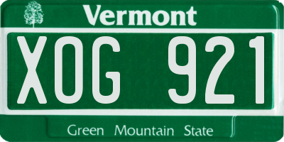 VT license plate XOG921