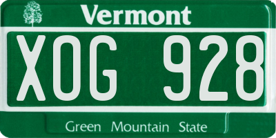 VT license plate XOG928