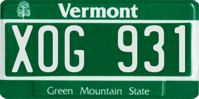 VT license plate XOG931
