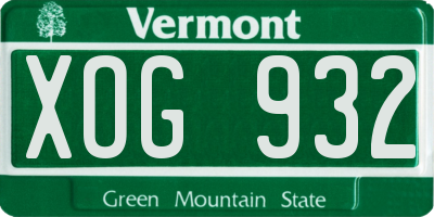 VT license plate XOG932