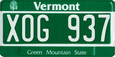 VT license plate XOG937