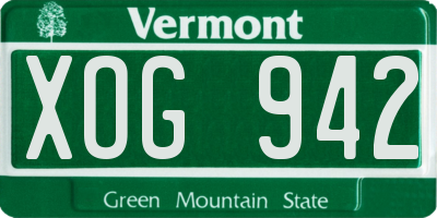 VT license plate XOG942