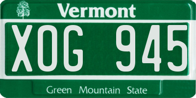 VT license plate XOG945