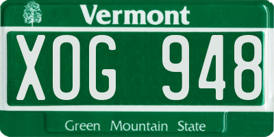VT license plate XOG948
