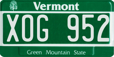 VT license plate XOG952