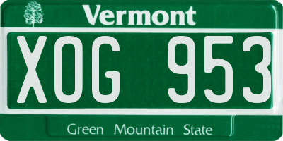 VT license plate XOG953