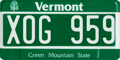 VT license plate XOG959