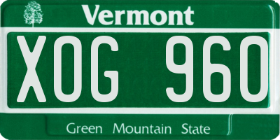 VT license plate XOG960
