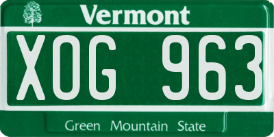 VT license plate XOG963