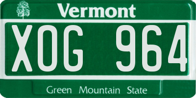 VT license plate XOG964