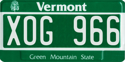 VT license plate XOG966