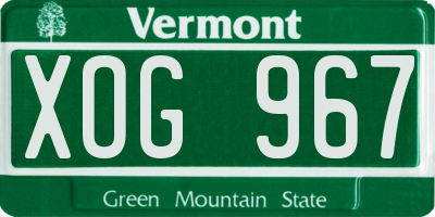 VT license plate XOG967