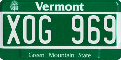 VT license plate XOG969