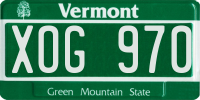 VT license plate XOG970