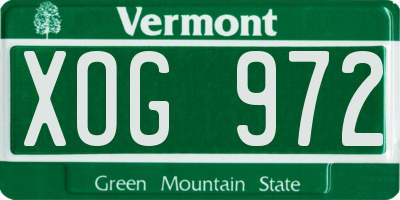 VT license plate XOG972