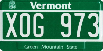 VT license plate XOG973