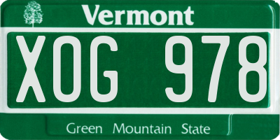 VT license plate XOG978