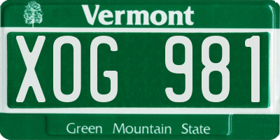 VT license plate XOG981