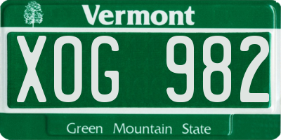VT license plate XOG982