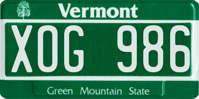 VT license plate XOG986