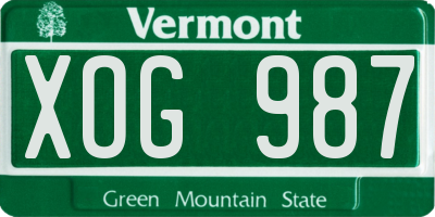 VT license plate XOG987