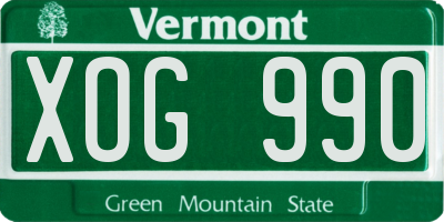 VT license plate XOG990