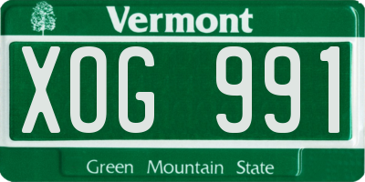 VT license plate XOG991
