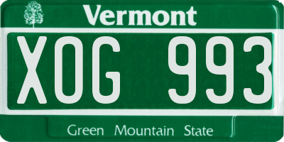 VT license plate XOG993