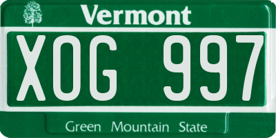 VT license plate XOG997