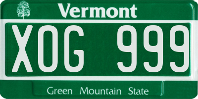 VT license plate XOG999