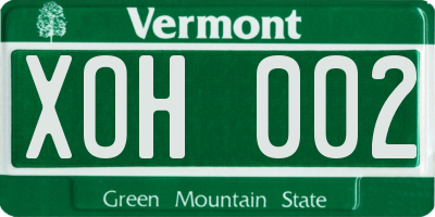VT license plate XOH002