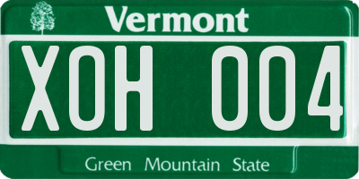 VT license plate XOH004