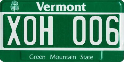VT license plate XOH006