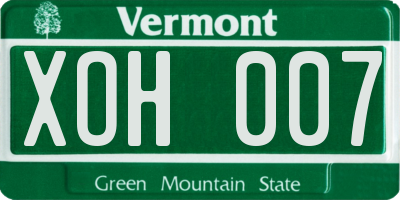 VT license plate XOH007