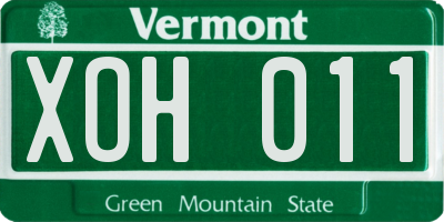 VT license plate XOH011