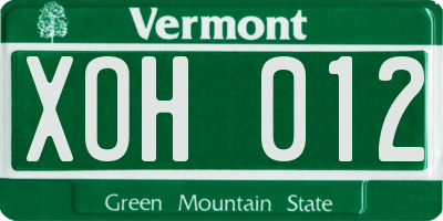 VT license plate XOH012