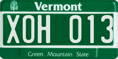 VT license plate XOH013