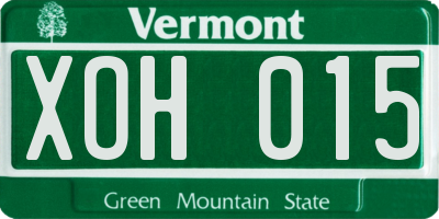 VT license plate XOH015