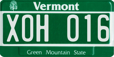 VT license plate XOH016