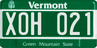 VT license plate XOH021