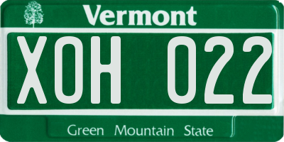VT license plate XOH022
