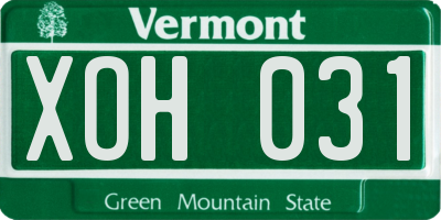 VT license plate XOH031