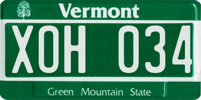 VT license plate XOH034