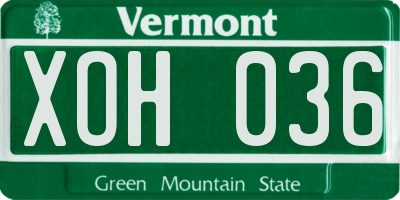 VT license plate XOH036
